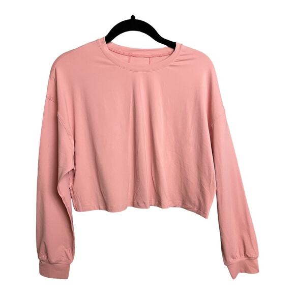 Halara Dropped Shoulder Long Sleeve Cropped Sports Top in Pale Rosette M NWT - Picture 4 of 8